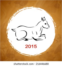 vector Christmas card with a stylized image of a goat