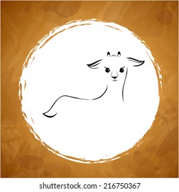 vector Christmas card with a stylized image of a goat