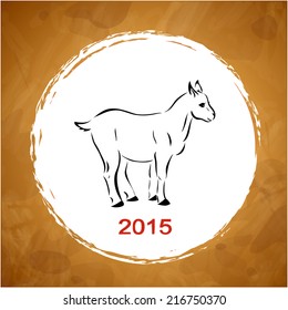 vector Christmas card with a stylized image of a goat