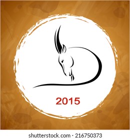 vector Christmas card with a stylized image of a goat