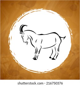vector Christmas card with a stylized image of a goat