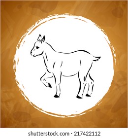 vector Christmas card with a stylized image of a goat