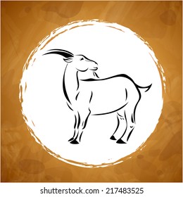 vector Christmas card with a stylized image of a goat