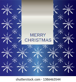 vector Christmas card template abstract snowflake on metallic blue