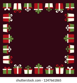 Vector Christmas card template with cute gifts