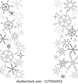 Vector Christmas card template with silver snowflakes and space for text. Merry Christmas! Happy New Year!