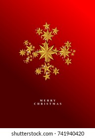 Vector Christmas card template Christmas card with snowflake from stars. Abstract illustration. Golden snowflake.