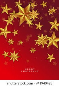 Vector Christmas card template Christmas card with stars. Abstract illustration. Golden stars.