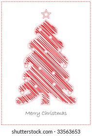 Vector Christmas Card with a Christmas Tree Doodle