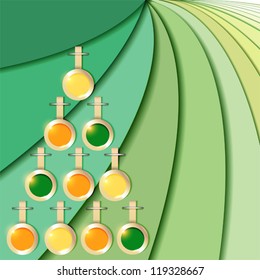 vector christmas card with tree  made from paper