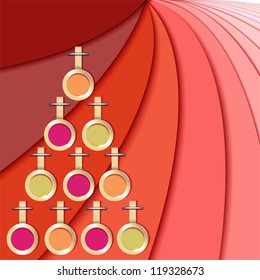 vector christmas card with tree  made from paper