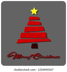 vector christmas card with christmas tree on grey background.