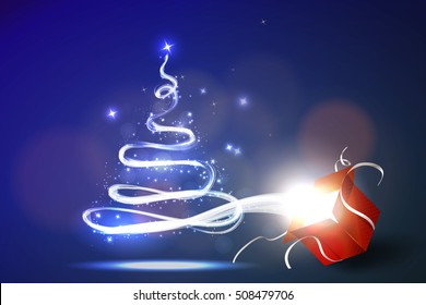 Vector Christmas card tree on a bright background.