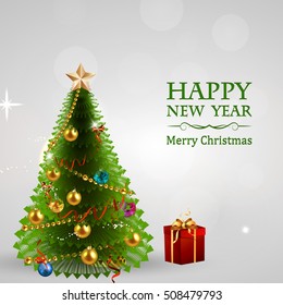 Vector Christmas card tree on a light background.