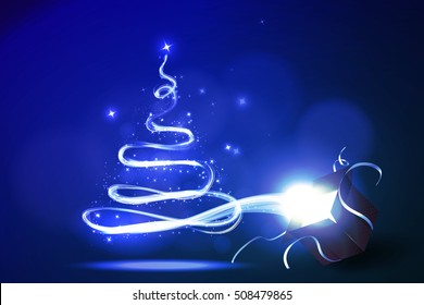 Vector Christmas card tree on a bright background.