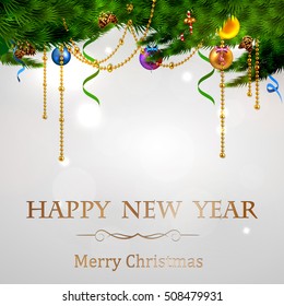 Vector Christmas card tree on a light background.