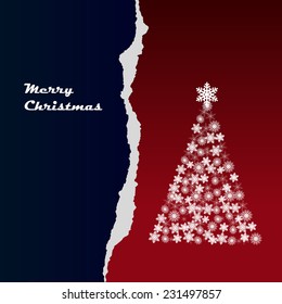 Vector Christmas card with tree from snowflakes