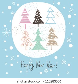 Vector christmas card with christmas trees