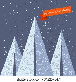 Vector Christmas card with Christmas trees
