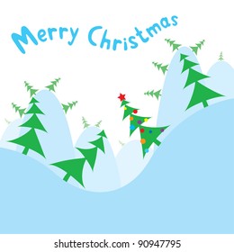 Vector Christmas card with Christmas Trees