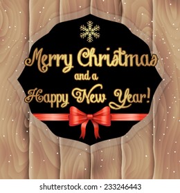 Vector christmas card with wood background illustration