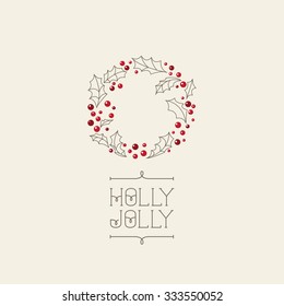 Vector Christmas Card With Wreath. Perfect Design For Posters, Flyers,  Banners, Cards. Xmas Design.