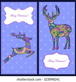 Vector christmas cards with deers