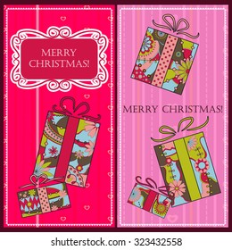 Vector Christmas cards with gifts