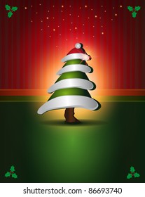 vector Christmas cards Red Green tree congratulations template