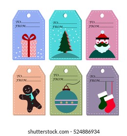 Vector Christmas cards set, gift, Tree, santa, bear, balloon and sock