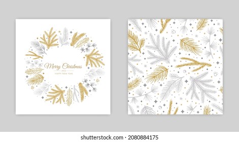 Juego de tarjetas de Navidad vectoriales. Diseño de plantillas de tarjetas de vacaciones