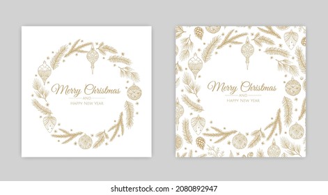 Vector Christmas Cards Set. Holiday Party Card Templates Design