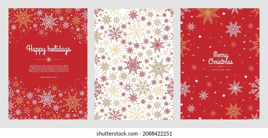 Vector Christmas Cards Set. Holiday Party Card Templates Design