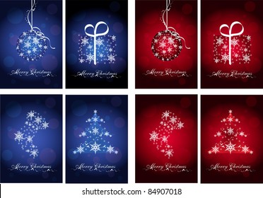 vector Christmas cards with snowflakes
