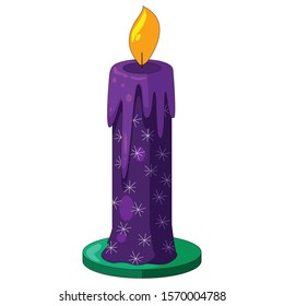 Vector christmas cartoon candle. New Year object. Decor element, realistic icon, illustration for design, print.