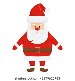 El personaje de la caricatura navideña vectorial Santa Claus aislado de fondo blanco. Fiestas de Navidad, icono de diseño plano.