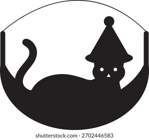 Vector Christmas Cat Hammocks Cute Pet Hanging Bed  Design Art Template Graphic.