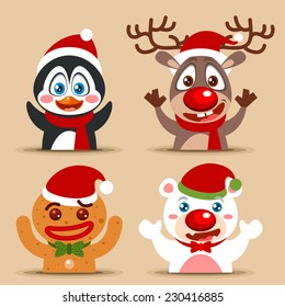 Vector Christmas character icon set