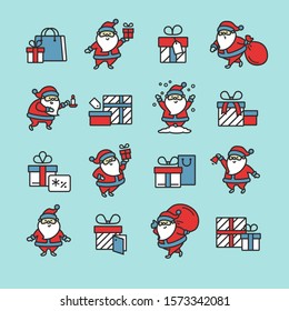 Vector Christmas characters icon set