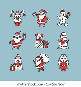 Vector Christmas characters icon set