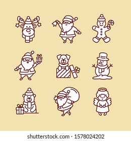 Vector Christmas characters icon set