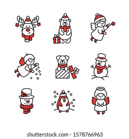 Vector Christmas characters icon set