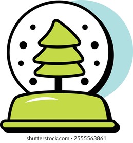 Vector Christmas Circle Color Outline Icons Pack and Illustrations