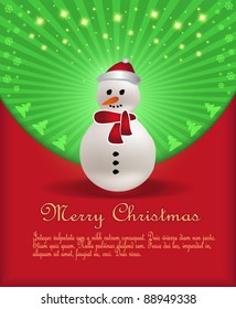 vector Christmas congratulations red green snowman