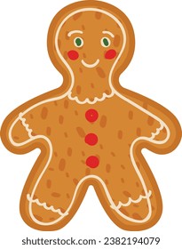 Vector christmas coockies top view. Collection of ginger cookies.