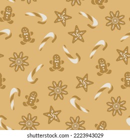 Vector Christmas Cookies seamless repeat pattern background design