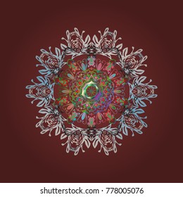 Vector. Christmas cute background with snowflakes abstract background. Brown, neutral and gray snowflakes. Brown, neutral and gray colors. Holiday design for Christmas and New Year fashion prints.