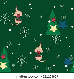 Vector christmas dachshund dog seamless pattern. Dachshund dog in sweater. Print for fabric, wrapping paper or wallpaper. Celebration new year pattern.
Vector dogs pattern.
Vector Christmas pattern.