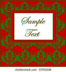 Vector Christmas Damask With Copy Space