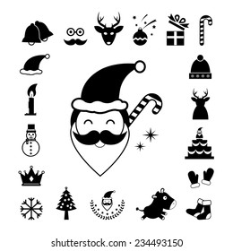 vector christmas day icon set 